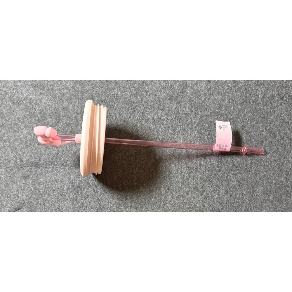 Hydragear Pink Striped Rose Floral Stainless Steel Tumbler with Bow Straw Cover - Picture 7 of 7